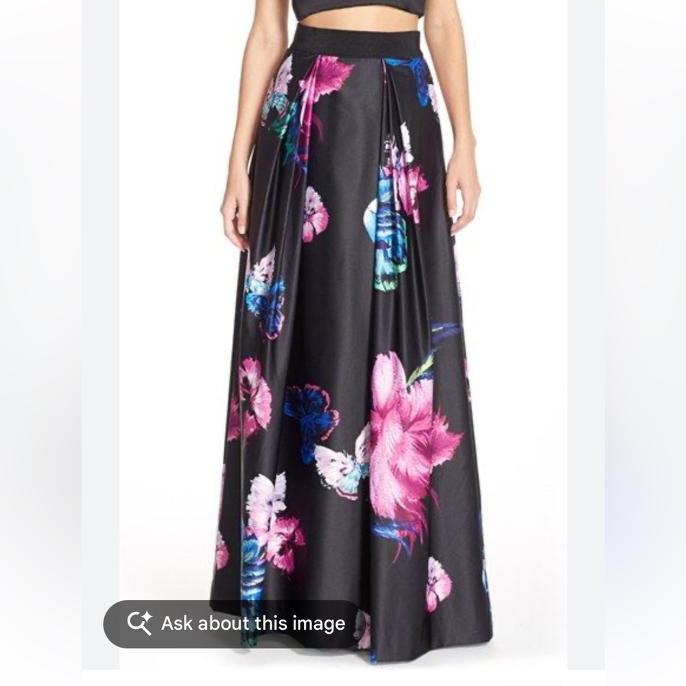 Milly Butterfly Print Satin Formal Ball Skirt